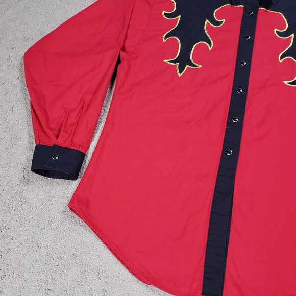 Vintage Panhandle Slim Western Shirt Mens M (Small?) Plaid Red Black Cowboy Yoke - Picture 5 of 10